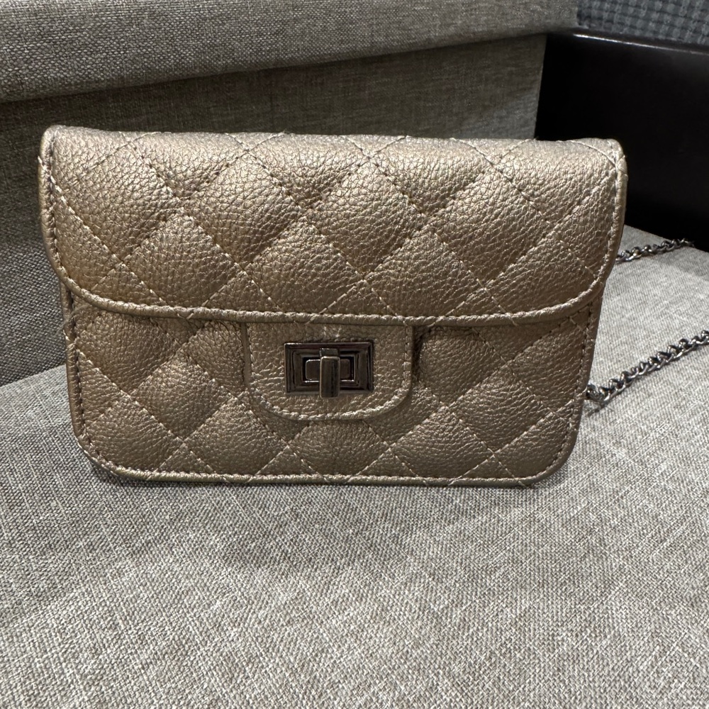 Quilted Metallic Chain Bag